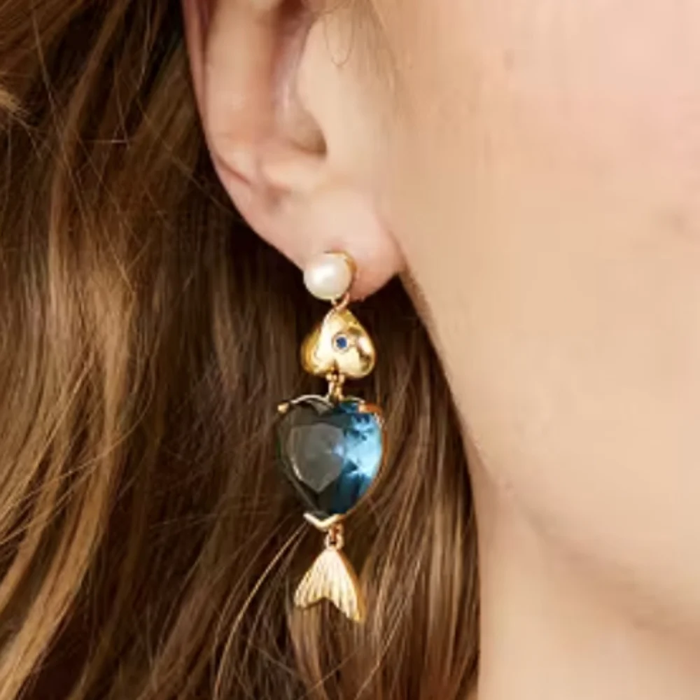 New Kate Spade What a Catch Fish Statement Earrings💙🐟💎